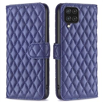 BINFEN KLEUR Voor Samsung Galaxy A12 4G Portemonnee Cover, BF Style-14 Valbestendig Bedrukt Rhombus Stand Matte PU Leather Case