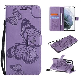 Bedrukte vlinders bloem lederen portemonnee Stand hoesje voor Samsung Galaxy S21 5G