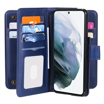 10 kaartsleuven Portemonnee-ontwerp Beschermhoes voor mobiele telefoon PU-lederen hoes voor Samsung Galaxy S21 5G / S30 5G