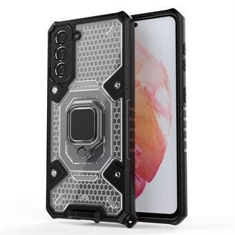 Kickstand Design PC + TPU Hybrid Phone Case Cover Shell Ingebouwde magnetische houder voor Samsung Galaxy S21 5G