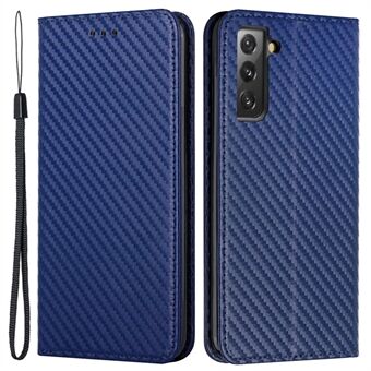 Carbon Fiber Textuur Auto-closing Magneet Lederen Stand Portemonnee Cover Telefoon Case voor Samsung Galaxy S21 5G