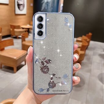 Glitter Smartphone Case Voor Samsung Galaxy S21 5G, Galvaniseren Strass Ontwerp Bloem Patroon Decor Drop-proof TPU Telefoon Achterkant