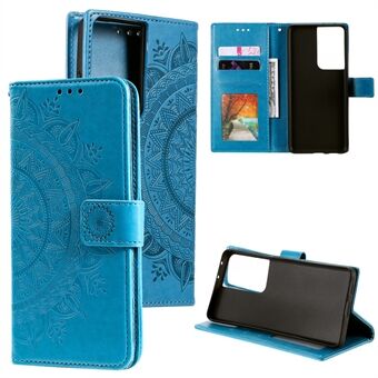 Gedrukt Mandala Flower Wallet Leren Hoesje voor Samsung Galaxy S21 Ultra 5G Flip Cover