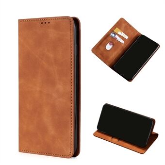 Silky Touch Auto-Absorbent Wallet Leren Stand Case voor Samsung Galaxy S21 Ultra 5G