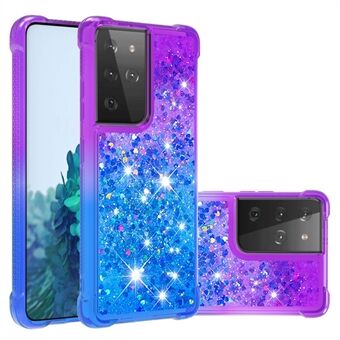 TPU Shell Mobiele Telefoon Cover met Gradient Glitter Poeder Drijfzand Ontwerp voor Samsung Galaxy S21 Ultra 5G
