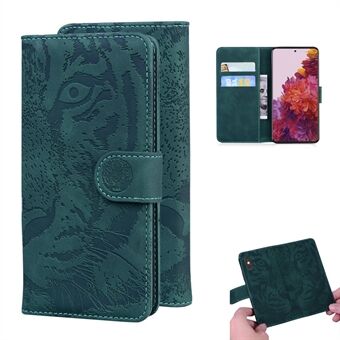 Wallet Stand Tiger Face Imprinting Leather Phone Case voor Samsung Galaxy S21 Ultra 5G
