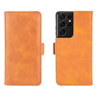 Dual Magnetic Clasp Leather Folio Flip Phone Cover Lederen Case voor Samsung Galaxy S21 Ultra 5G