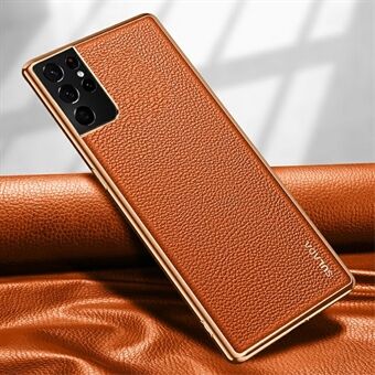 SULADA PC + TPU Litchi Texture PU-leer beklede telefoonhoes voor Samsung Galaxy S21 Ultra 5G