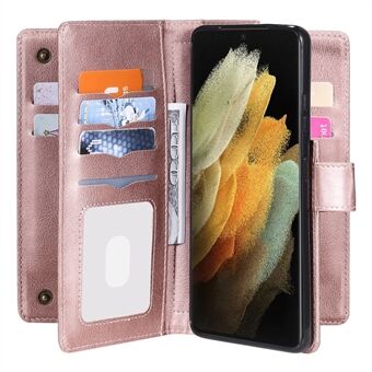 Leren portemonnee hoes met 10 kaartsleuven voor Samsung Galaxy S21 Ultra 5G