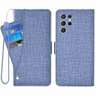 Voor Samsung Galaxy S21 Ultra 5G Stand Portemonnee Jean Doek Textuur PU Lederen Case Roterende Kaartsleuf Anti-drop Telefoon Cover:
