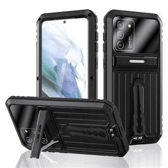 Anti-Fall Volledige bescherming TPU + Metal Hybrid Case Kickstand Shell met gehard glasfilm en riem voor Samsung Galaxy S21 + 5G