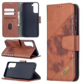 BF04 Splicing Crocodile Texture Protector Wallet Stand Leather Case voor Samsung Galaxy S21 + 5G