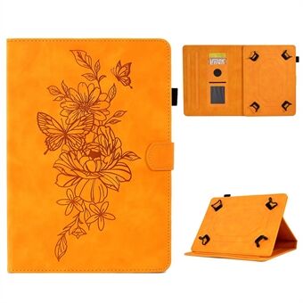 PU-leren hoes voor 7-inch tablet, met vlinderbloempatroon bedrukte stiklijnstandaard Stand met kaartsleuven