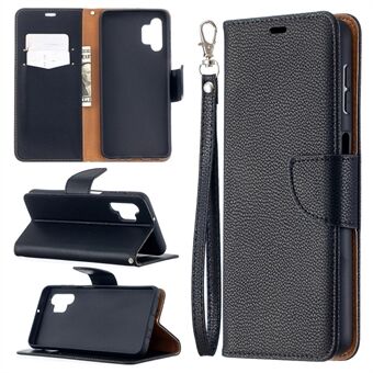 Litchi Texture Wallet Leather Pure Color Phone Case voor Samsung Galaxy A32 5G