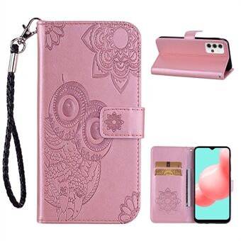 Opdruk Flower Owl Pattern Stand Leather Case Cover voor Samsung Galaxy A32 5G