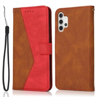 Volledige bescherming Splice kleur Flip Leather Phone Stand Case Cover met praktische riem voor Samsung Galaxy A32 5G