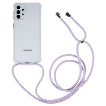 Beschermhoes voor Samsung Galaxy A32 5G / M32 5G, doorzichtige TPU + acryl telefoon achterkant met draagkoord