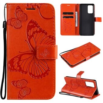 KT Imprinting Flower Series-2 Imprinted Butterflies Flower Leather Wallet Stand Case voor Samsung Galaxy A52 4G/5G / A52s 5G