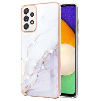 Marble Fashion Pattern IMD Soft TPU Electroplated Edge Anti-Fall Shockproof beschermhoes voor Samsung Galaxy A52 5G / A52 4G / A52s 5G