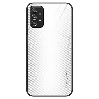 Anti- Scratch telefoonhoes voor Samsung Galaxy A52 4G / 5G / A52s 5G, koolstofvezel textuur gehard glas telefoonhoes met zacht TPU-frame