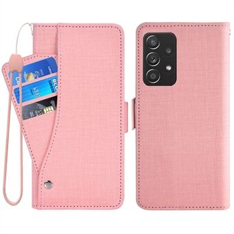 Voor Samsung Galaxy A52 5G / 4G / A52s 5G Jean Doek Textuur PU Leer Volledige Bescherming Case Stand Wallet Roterende Kaartsleuf Telefoon Cover