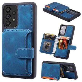 Voor Samsung Galaxy A52 5G / 4G / A52s 5G RFID Blocking Wallet Phone Case Leather Coated TPU Kickstand Cover