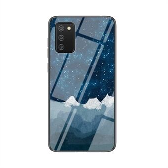 Zachte TPU- Edge geschilderde achterkant van gehard glas met Starry voor Samsung Galaxy A02s (EU-versie)