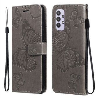 KT Imprinting Flower Series-2 Imprint Butterfly Wallet lederen telefoonhoes voor Samsung Galaxy A32 4G