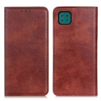 Auto-absorbed Litchi Texture Split Leather Stand Case Cover met Portemonnee voor Samsung Galaxy A22 5G (EU-versie) - Bruin