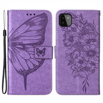 Voor Samsung Galaxy A22 5G (EU-versie) Opdruk Butterfly Leather Wallet Stand Case
