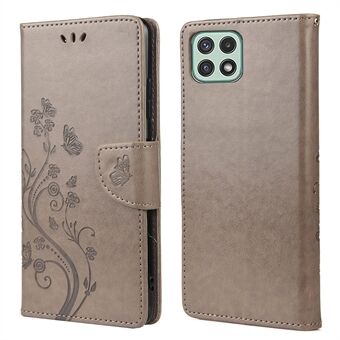 Bedrukte vlinder PU lederen Flip Wallet Case Cover Stand met polsband voor Samsung Galaxy A22 5G (EU-versie)