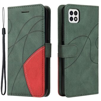 KT Leather Series-1 Leather Wallet Phone Cover Bi-color Splicing Style Case voor Samsung Galaxy A22 5G (EU-versie)