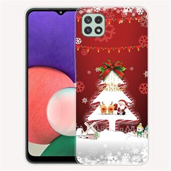 Kerstserie patroon afdrukken IMD TPU bumper beschermende zachte hoes voor Samsung Galaxy A22 5G (EU-versie) - Kerstboom en sneeuwvlokken