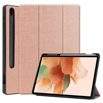 Tri-fold Stand PU Leer + TPU Innerlijke Tablet Cover Smart Case met Pen Slot voor Samsung Galaxy Tab S7 FE SM-T730/SM-T736