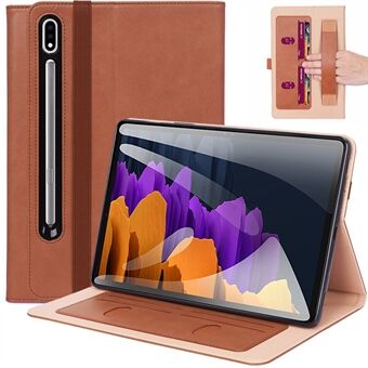 Zakelijke stijl lederen tablethoes met kaartsleuven voor Samsung Galaxy Tab S7 FE T730/T736/S7 Plus