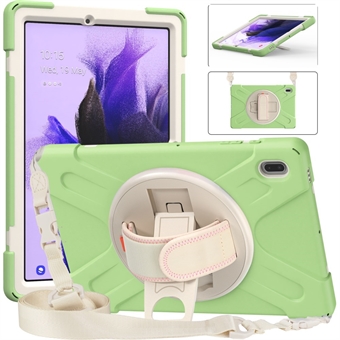 Hybride Tablet Cover 360 ° Swivel Kickstand Case met Handband + Schouderriem voor Samsung Galaxy Tab S7 FE T730/T735/T736B/T736N