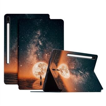 Voor Samsung Galaxy Tab S7 FE / Tab S7 Plus / Tab S8+ Hoes Patroonbedrukking PU lederen flipcover met Stand