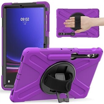Voor Samsung Galaxy Tab S7+ / S8+ / S9+ / S7 FE Polsband Tablet Hoesje Anti-kras PC+Silicone Stand Cover