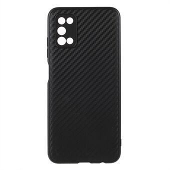 Koolstofvezeltextuur Antislip Schokbestendig Soft TPU Telefoonhoesje voor Samsung Galaxy A03s (166.5 x 75.98 x 9.14mm) - Zwart