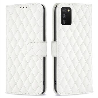 BINFEN KLEUR Voor Samsung Galaxy A03s (166.5 x 75.98 x 9.14mm)/A02s (166.5x75.9x9.2mm) Wallet Cover, BF Style-14 Fall Proof Bedrukt Rhombus Stand Matte PU Leather Case