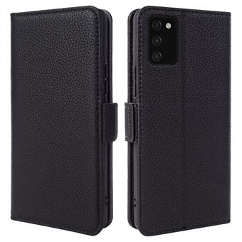 Litchi Texture Cover voor Samsung Galaxy A03s (166,5 x 75,98 x 9,14 mm) Wallet Stand Echt rundleer + TPU telefoonhoes