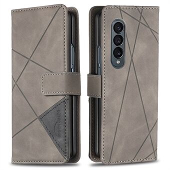 BINFEN KLEUR voor Samsung Galaxy Z Fold3 5G bedrukt geometrisch patroon PU lederen hoes magnetische Stand volledige bescherming flip portemonnee telefoonhoesje
