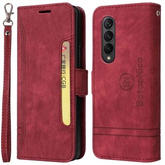 BETOPNICE 001 Voor Samsung Galaxy Z Fold3 5G Bedrukt Stiksels Lijn PU Lederen Stand Wallet Cover Schokbestendig Telefoon Case