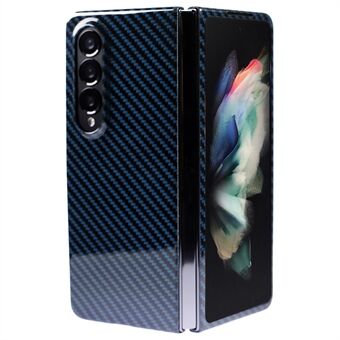 Voor Samsung Galaxy Z Fold3 5G Aramidevezel Cover Glanzend Koolstofvezel Textuur Mobiele Telefoon Case - Glanzend Blauw