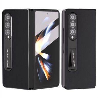 ABEEL Voor Samsung Galaxy Z Fold3 5G Koeienhuid Leer Gecoat PC Telefoon Case Opvouwbare Kickstand Cover met Gehard Glas film