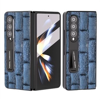 ABEEL voor Samsung Galaxy Z Fold3 echt rundleer + pc-telefoonhoes Mahjong-textuur standaard opvouwbare beschermhoes met schermfilm