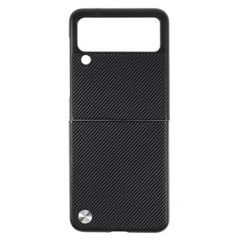 X-LEVEL Perfect Fit Flip Design Carbon Fiber PU Leather Coated PC Case voor Samsung Galaxy Z Flip3 5G