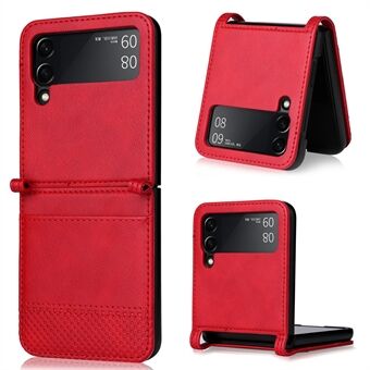 Vintage Textuur One-Piece Design PU Leather Coated PC Phone Case Shell met Card Slot voor Samsung Galaxy Z Flip3 5G