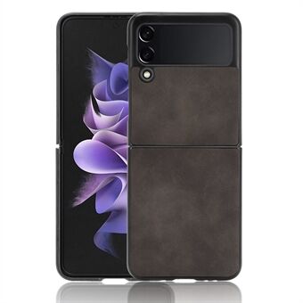 Voor Samsung Galaxy Z Flip3 5G Textured Skin-touch Feeling Phone Case PU Leather Coated PC Cover