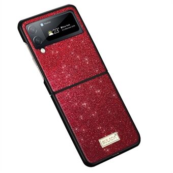 SULADA Voor Samsung Galaxy Z Flip3 5G Glitter Pailletten Telefoon Cover PU Leer Gecoat PC + TPU Hybrid Case
